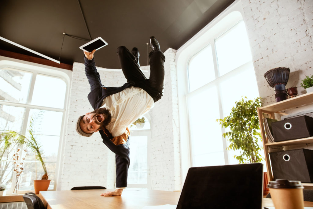 live streaming man doing a handstand 