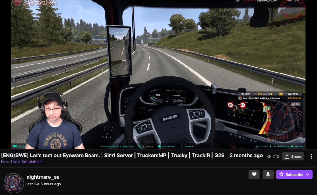 nightmare_se streaming ETS2 on Twitch