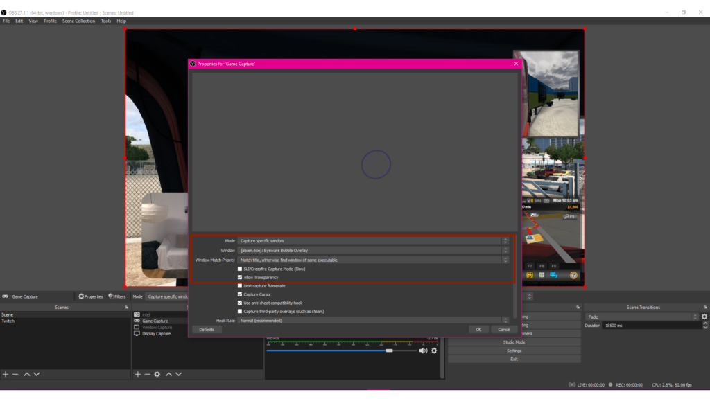 OBS Studio: add a Game Capture of the Beam overlay