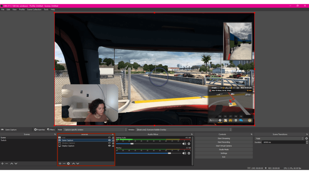 OBS Studio: Game Capture above Display Capture in Sources