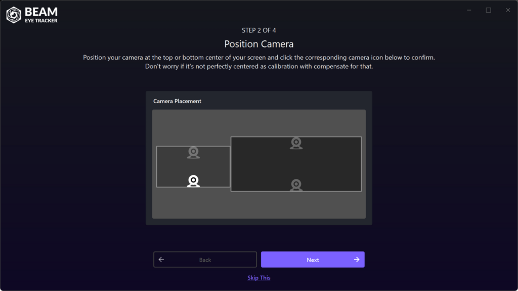 Beam Eye Tracker - Quick Setup Step 2
