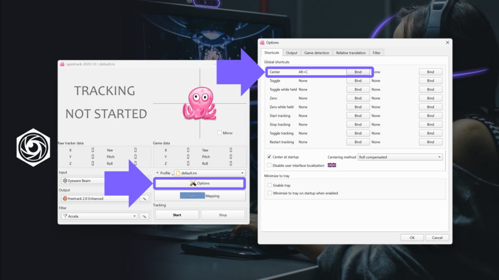 Immersive Camera - Select Opentrack Centering Key Bind