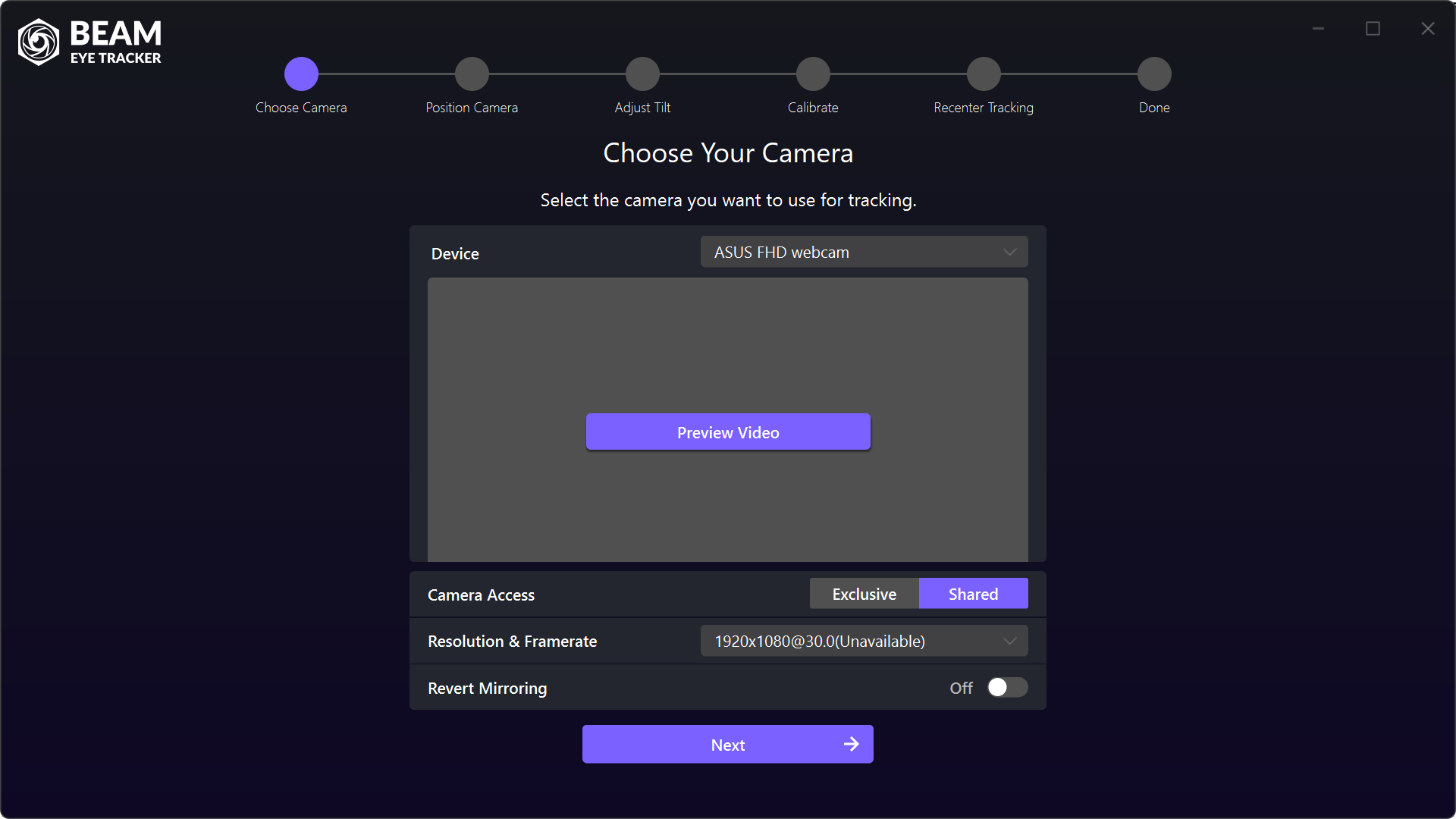 Beam Guided Setup: Choose Your Camera