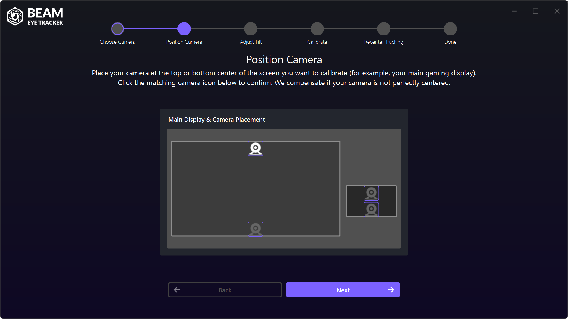 Beam Guided Setup: Position Camera