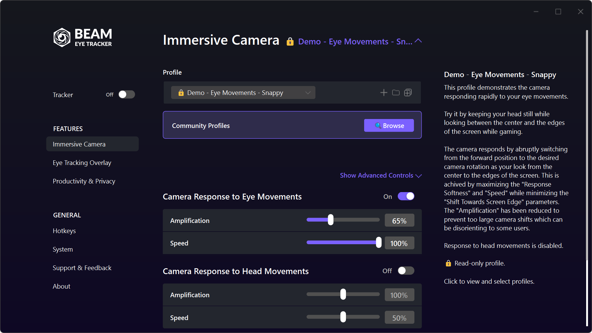 Immersive Camera: Demo Profiles